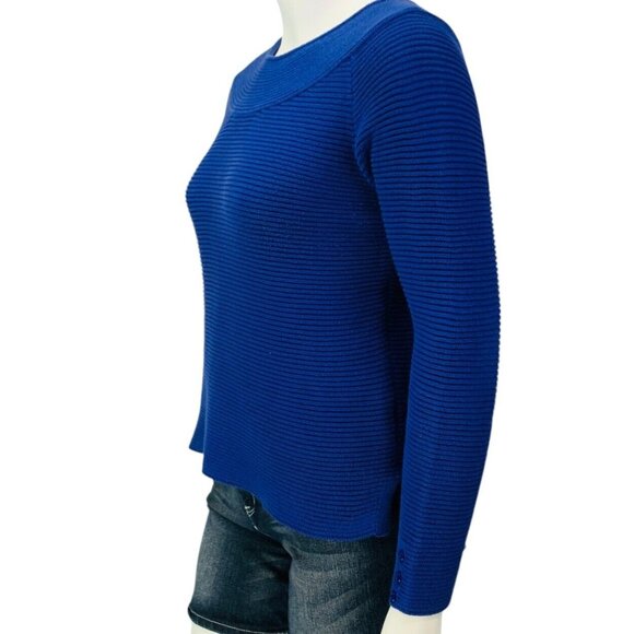 Talbots Womens Pullover Sweater Cable Knit Blue Button Detail Size M - Picture 9 of 12
